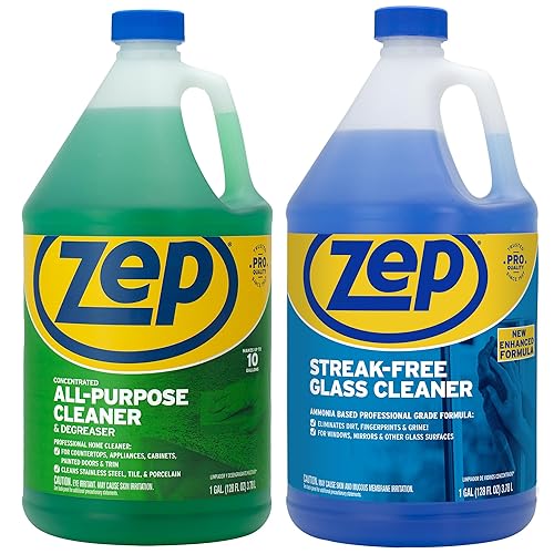 Zep All-Purpose Cleaner & Degreaser Concentrate 1 Gal (1 Unit) and Zep Streak-Free Glass Cleaner 1 Gal (1 Unit) ECBD042 - Gallon Cleaning Bundle