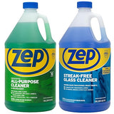 Zep All-Purpose Cleaner & Degreaser Concentrate 1 Gal (1 Unit) and Zep Streak-Free Glass Cleaner 1 Gal (1 Unit) ECBD042 - Gallon Cleaning Bundle