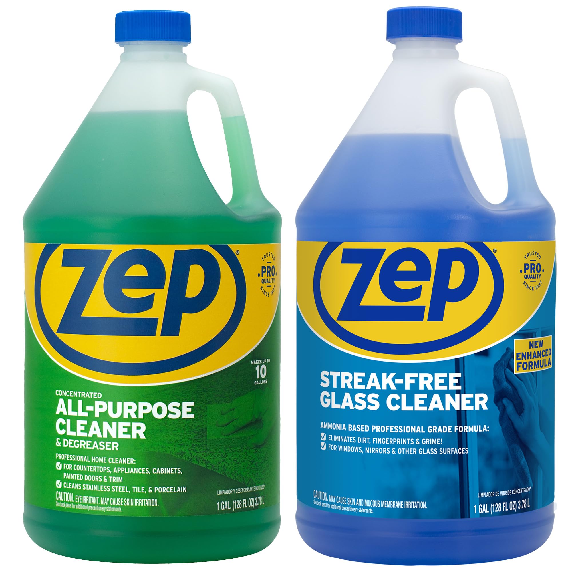 Zep All-Purpose Cleaner & Degreaser Concentrate 1 Gal (1 Unit) and Zep Streak-Free Glass Cleaner 1 Gal (1 Unit) ECBD042 - Gallon Cleaning Bundle