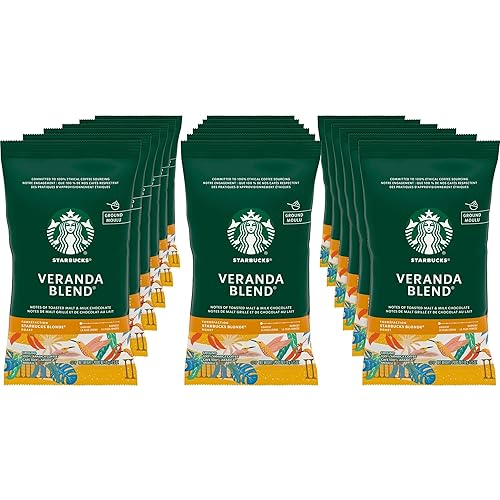 Starbucks SBK11020676 Premium Blonde Roast Ground Coffee, 2.5oz (Pack of 18) Packaging may vary