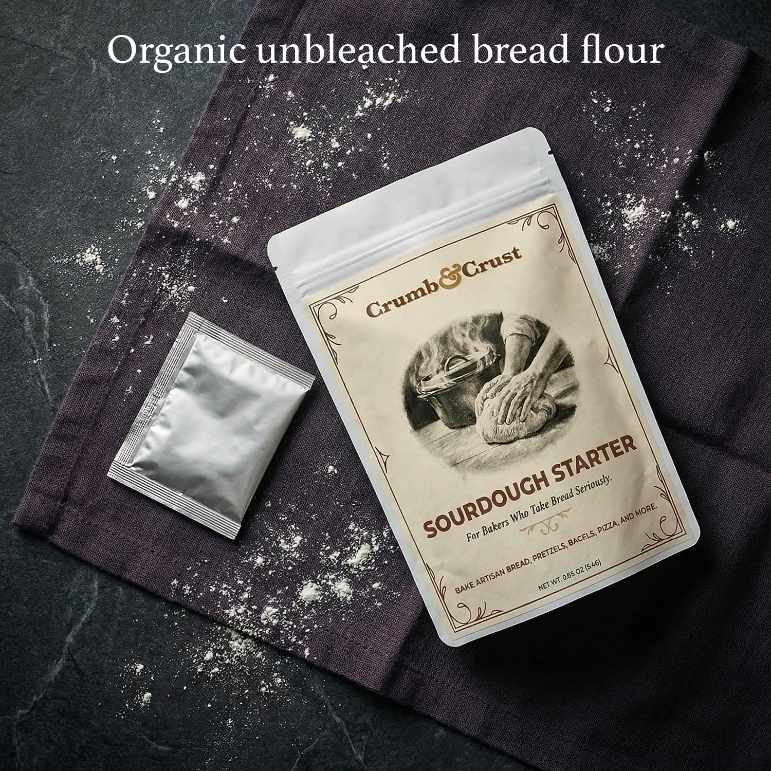 Crumb & Crust Premium Sourdough Starter Culture - Dehydrated Sourdough Starter w/Live Active Cultures for Artisan Bread Baking, Open Crumb & Crisp Crust - Natural Fermentation - Non-GMO - Made in USA
