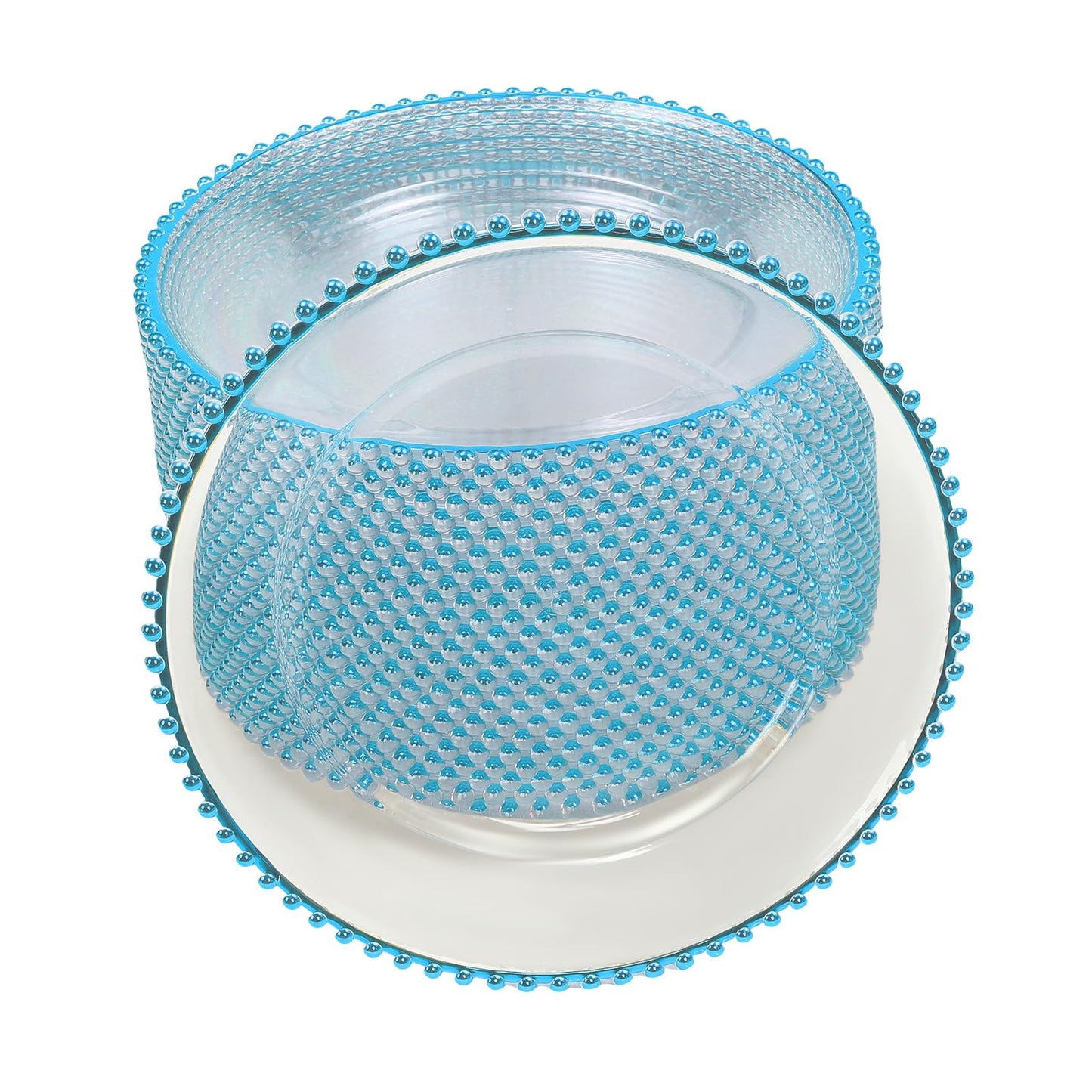 Tiozuiu 25PCS Plastic Paper Plates Set for Party, Clear Charges Plates Desechables Elegant for Dinner, 12.6Inch Wedding Plastic Plates for Event