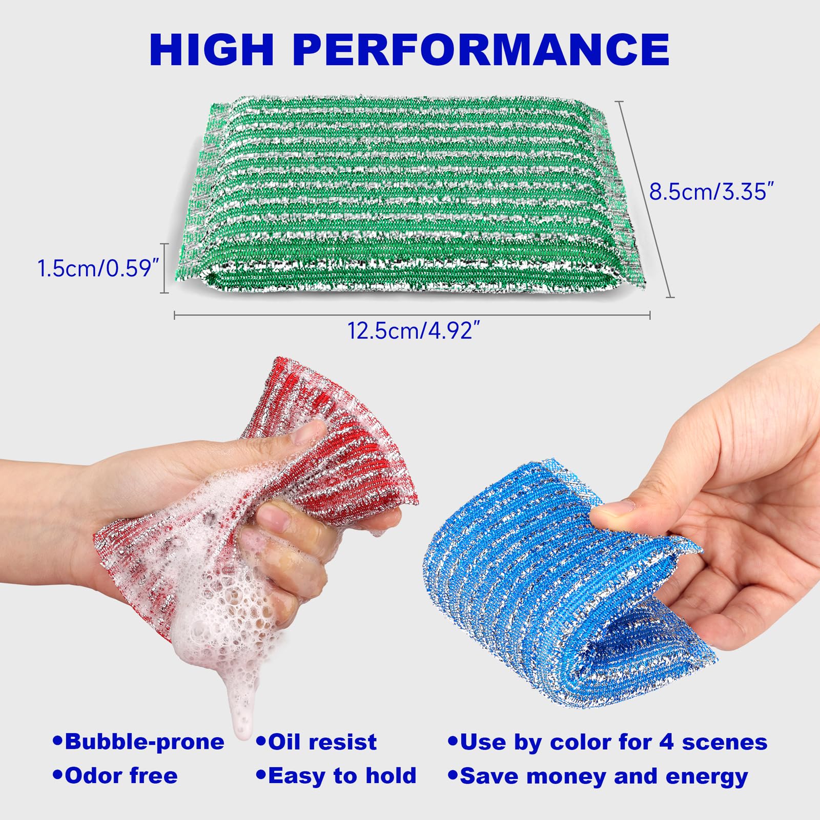 Premium 8-Pad Sponges Kitchen - Upgraded Dish Sponge, Scrubber, Brush, Ideal for Dishes, Pots, Sink