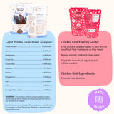 Grubbly Farms Adult Chicken Bundle - Chicken Grit, Fresh Pecks Layer Feed Pellets, Omega Mix & Grubblies - Complete Nutrition, Proper Digestion
