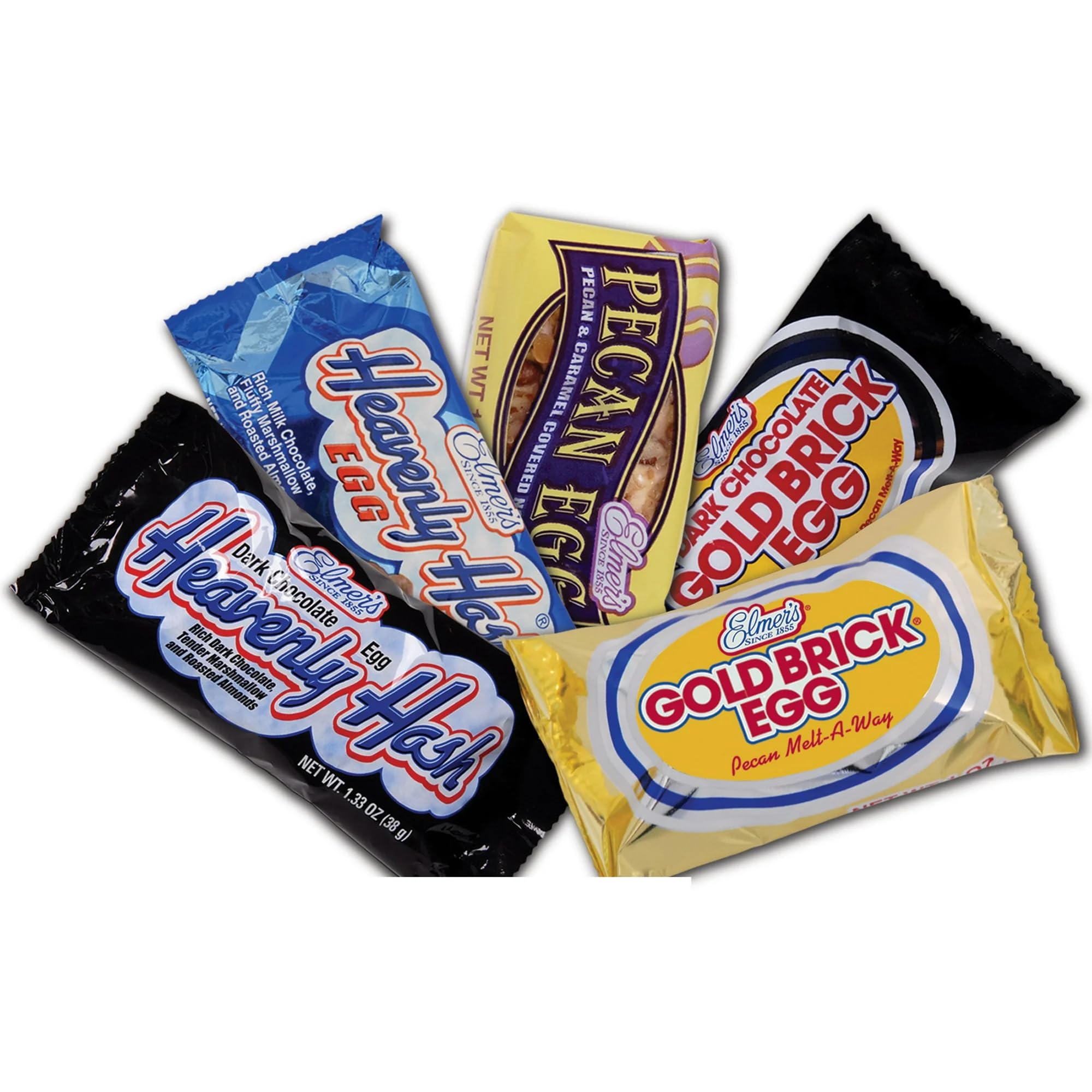 Elmer Pecan Eggs - Pack of 24 - Pecan and Caramel Covered Nougat Egg - Perfect for Easter Baskets and Egg Hunts - Great for Sharing