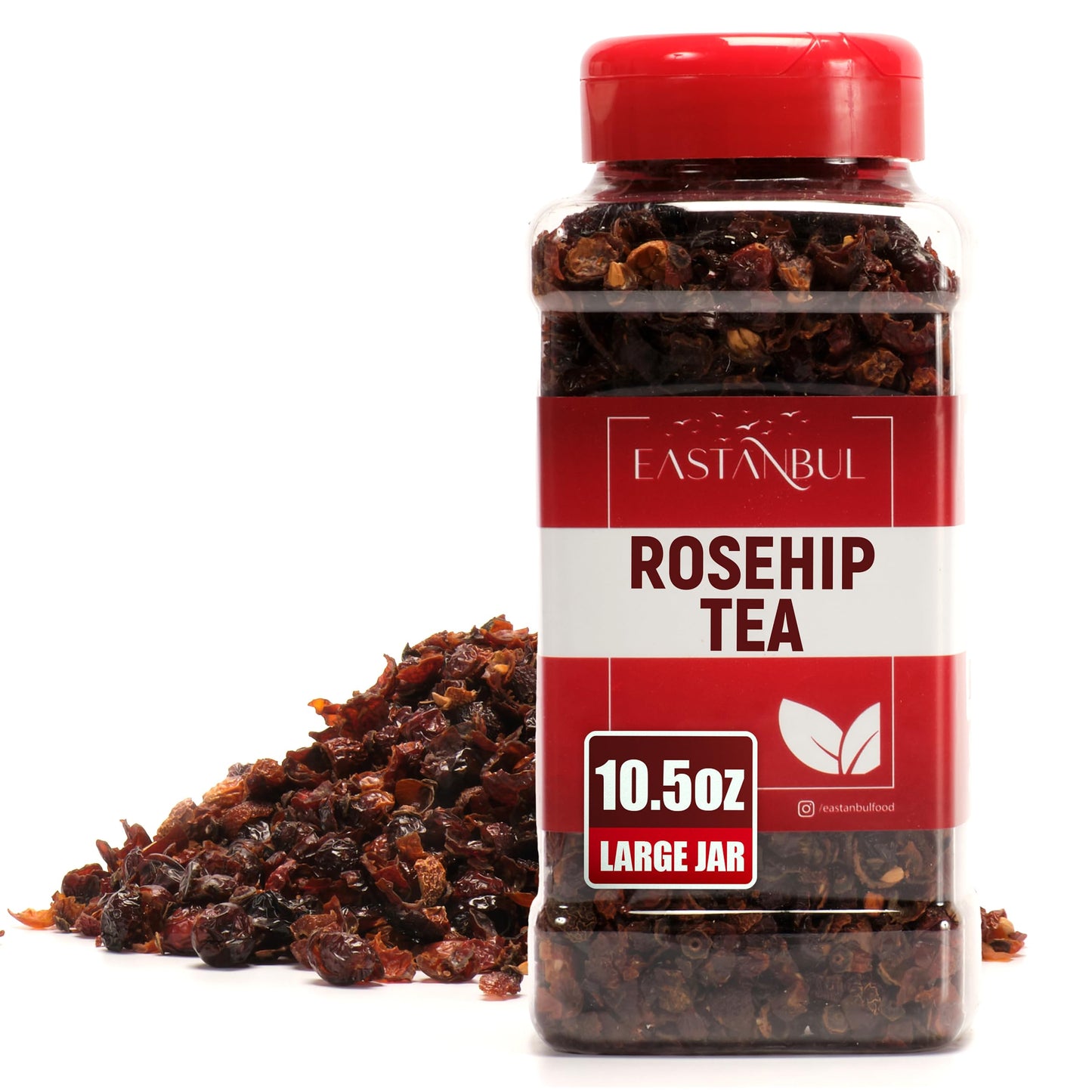Eastanbul Rosehip Tea, 10.5oz, Rose Hips with Hibiscus, Loose Leaf Tea, Rosehips & Hibiscus Flowers, Mediterranean Dried Herbs, Natural, Vegan, Gluten