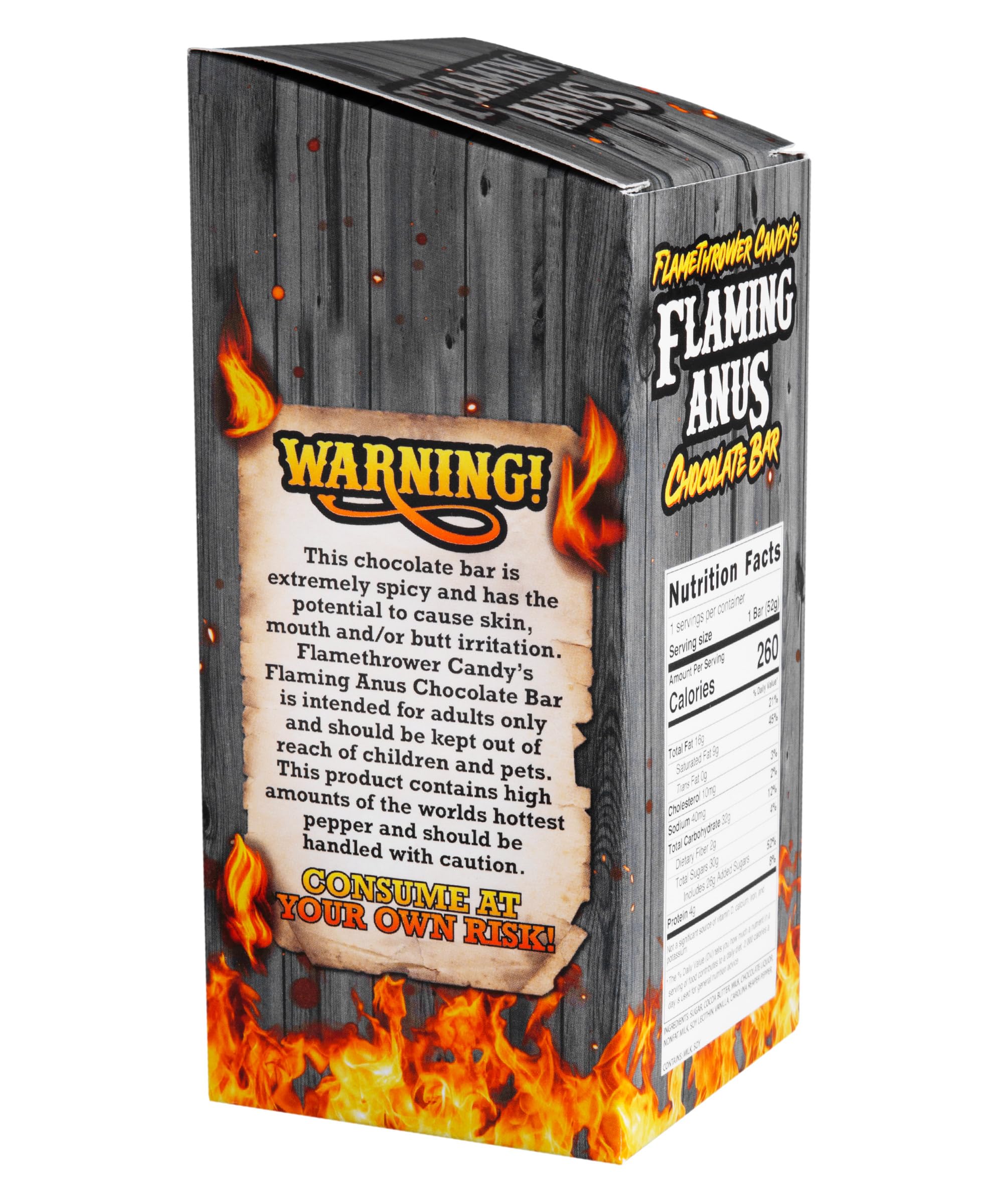 The Flaming Chocolate Bar: Carolina Reaper Milk Chocolate Bar, Full Size, Made with World's Hottest Pepper, 2.2 Million Scoville, Milk Chocolate, USA