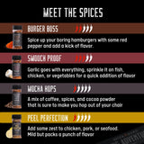 Spice Guru Grill Seasoning Gift Set - 4 Flavor BBQ Seasonings and Rubs - Christmas Gifts for Men Who Cook - BBQ Rub Gift Set - Christmas Grilling