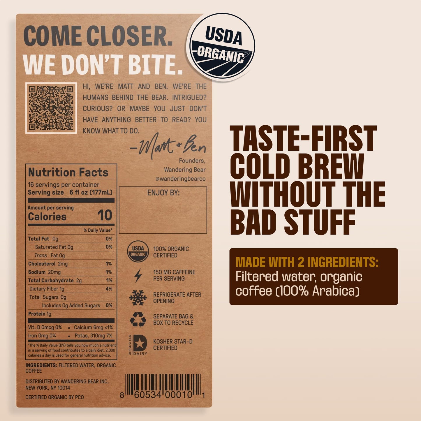 Wandering Bear Straight Black Organic Cold Brew Coffee On Tap