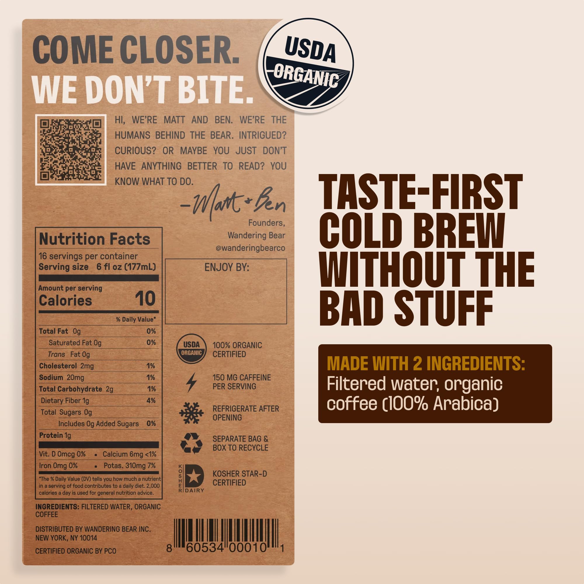 Wandering Bear Straight Black Organic Cold Brew Coffee On Tap