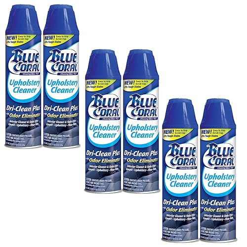 Blue Coral DC22 Upholstery Cleaner Dri-Clean Plus with Odor Eliminator, 22.8 oz. Aerosol (Pack of 6)
