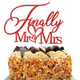 Finally Mr & Mrs Cake Topper,Wedding Anniversary Bridal Shower Party Decorations,Romantic Wedding Party Decorative Cake Toppers (Red)