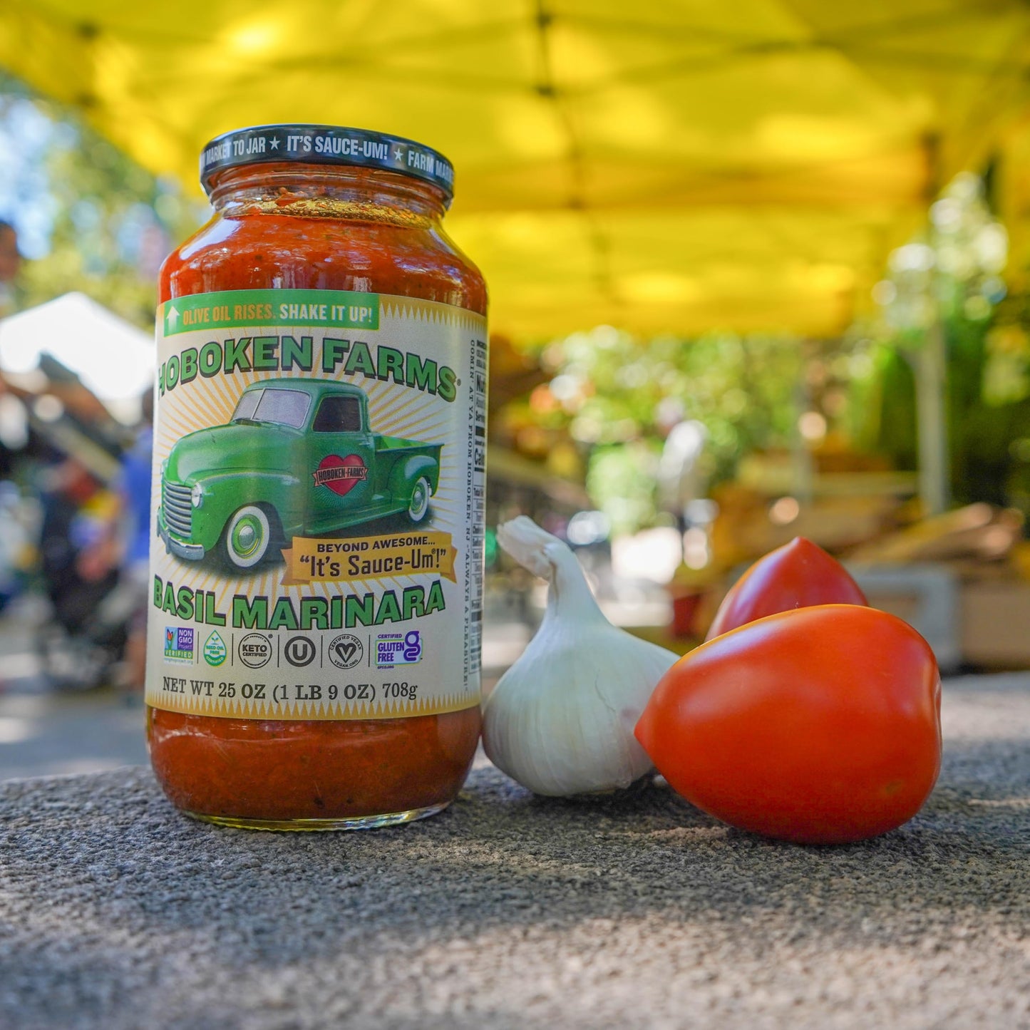 Hoboken Farms Basil Marinara Sauce - No Sugar Added, Non-GMO, Preservative-Free, Low Carb, Keto - Better For You Pasta Sauce! (25 Fl Oz, Pack of 2)