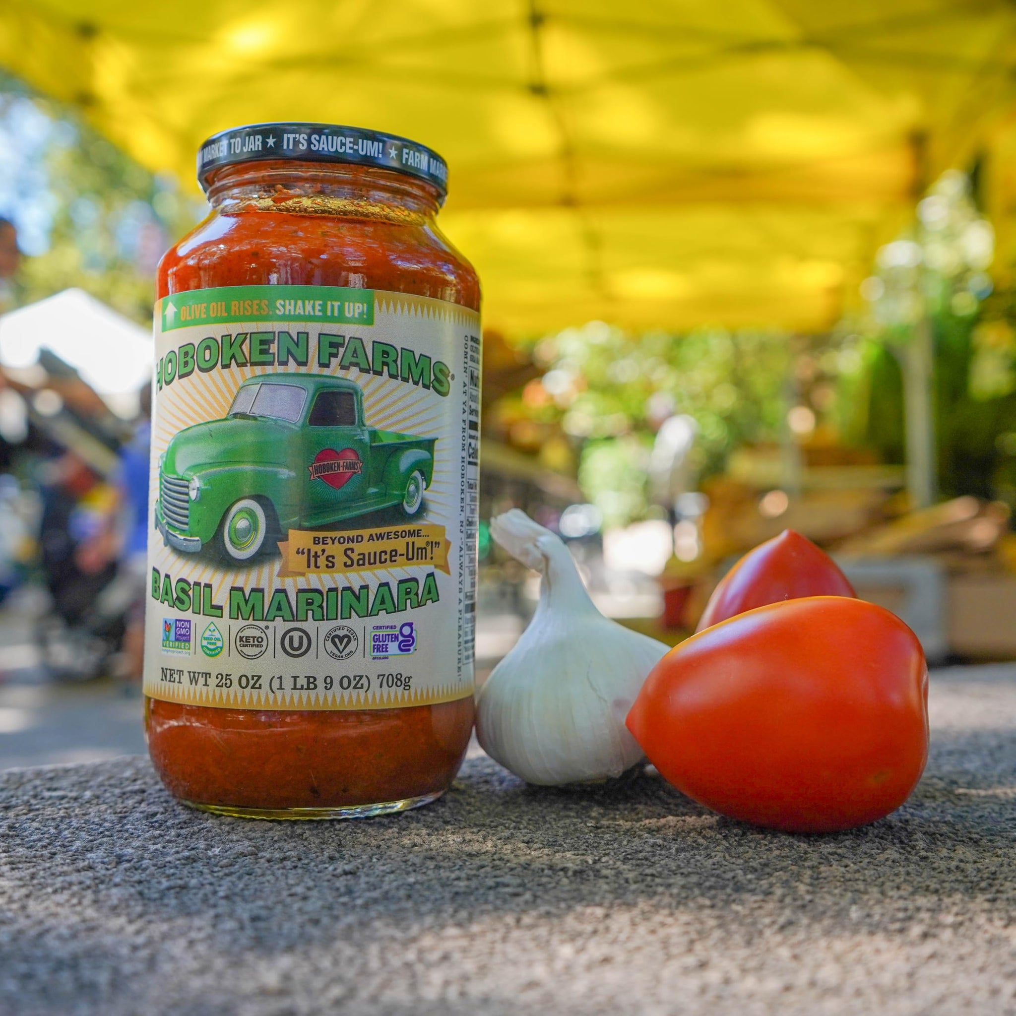 Hoboken Farms Basil Marinara Sauce - No Sugar Added, Non-GMO, Preservative-Free, Low Carb, Keto - Better For You Pasta Sauce! (25 Fl Oz, Pack of 2)