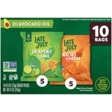 LATE JULY Snacks Variety Pack Tortilla Chips, 0.9 Oz 10 Count Snack Bags