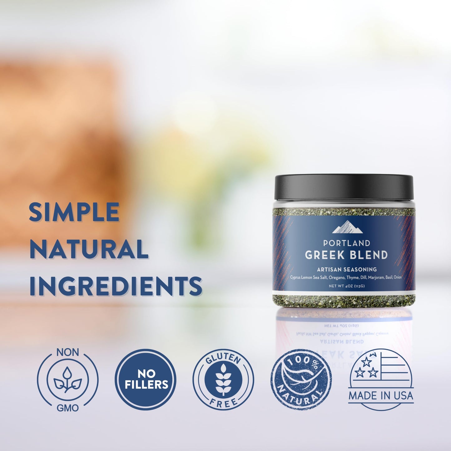 Portland Salt Co. Greek Spice Blend w/Sea Salt - Signature All-Purpose, Mediterranean Seasoning & Rub - Non-GMO, 1.94 Oz (Pack of 1)