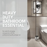 ToiletTree Products Stainless Steel Plunger - Heavy Duty Toilet Bowl Plunger with Holder for Bathroom Essentials and House Cleaning Tools - Stainless