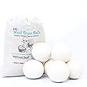 Wool Dryer Balls (Pack of 6) - Natural Fabric Softener, Reusable, Reduces Wrinkles, Saves Drying Time - Superior to Plastic Balls and Liquid