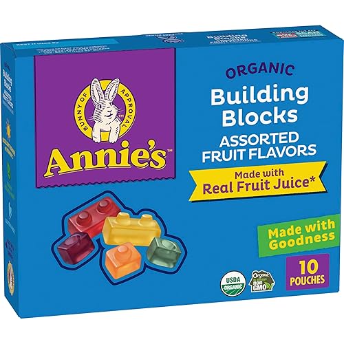 Annie's Organic Building Blocks Fruit Flavored Snacks, Assorted Fruit Flavors, Gluten Free, 10 Pouches, 7 oz