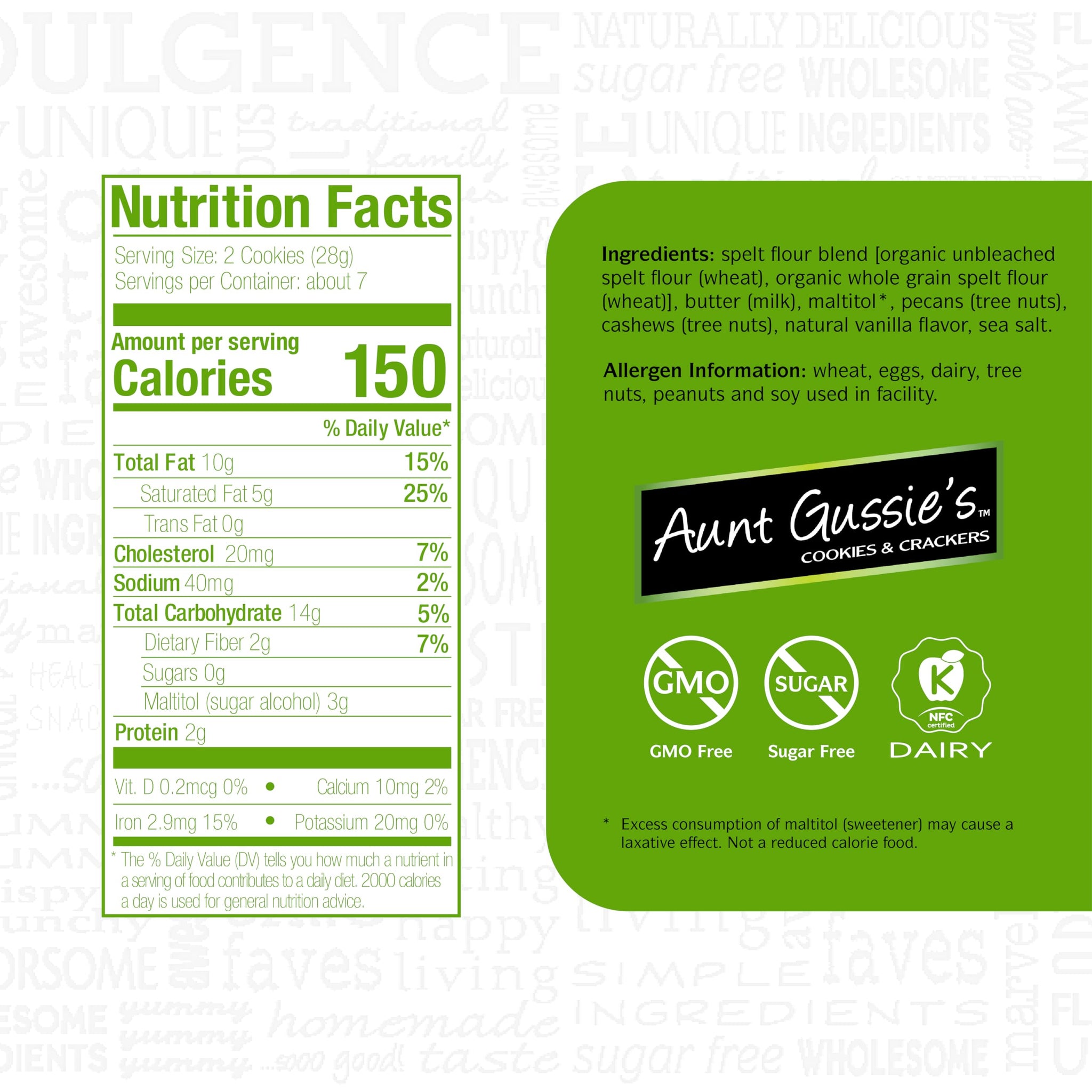 Aunt Gussie's - Spelt Sugar Free Pecan Meltaways - 4 Pack