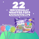 Colombina Tiger Easter Pops, Cherry, Blue Raspberry, and Watermelon Flavored, Individually Wrapped, Ideal for Easter Baskets or Eggfillers, 7oz (Pack