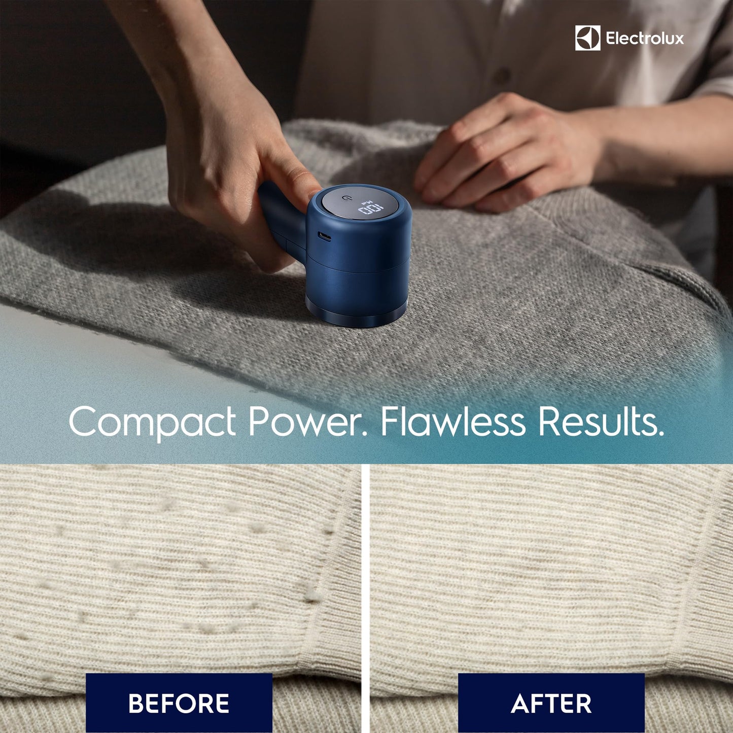 Electrolux Rechargeable Fabric Shaver | Compact Travel Lint Remover for Clothes & Furniture | Eliminates Fuzz & Pilling | 3-Speed Electric Lint Shaver