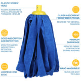 Kleen Handler Microfiber Mop Cloth Heads Replacements with 61" Extendable Handle, 3 Pc Screw On Mop Refill for Commercial & Household Cleaning