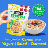 That’s it. Fruitola Fruit Granola - Banana, 16g Plant-Based Protein + 7g Fiber from Fruit Per Bowl, 100% Real Fruits, Only 4 Ingredients, Zero Added