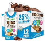 Orgain Organic Kids Nutritional Vegan Protein Shakes, Chocolate - Healthy Kids Snacks, 8g Plant Protein, 23 Vitamins & Minerals, 3g Fiber, No Dairy