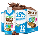 Orgain Organic Kids Nutritional Vegan Protein Shakes, Chocolate - Healthy Kids Snacks, 8g Plant Protein, 23 Vitamins & Minerals, 3g Fiber, No Dairy