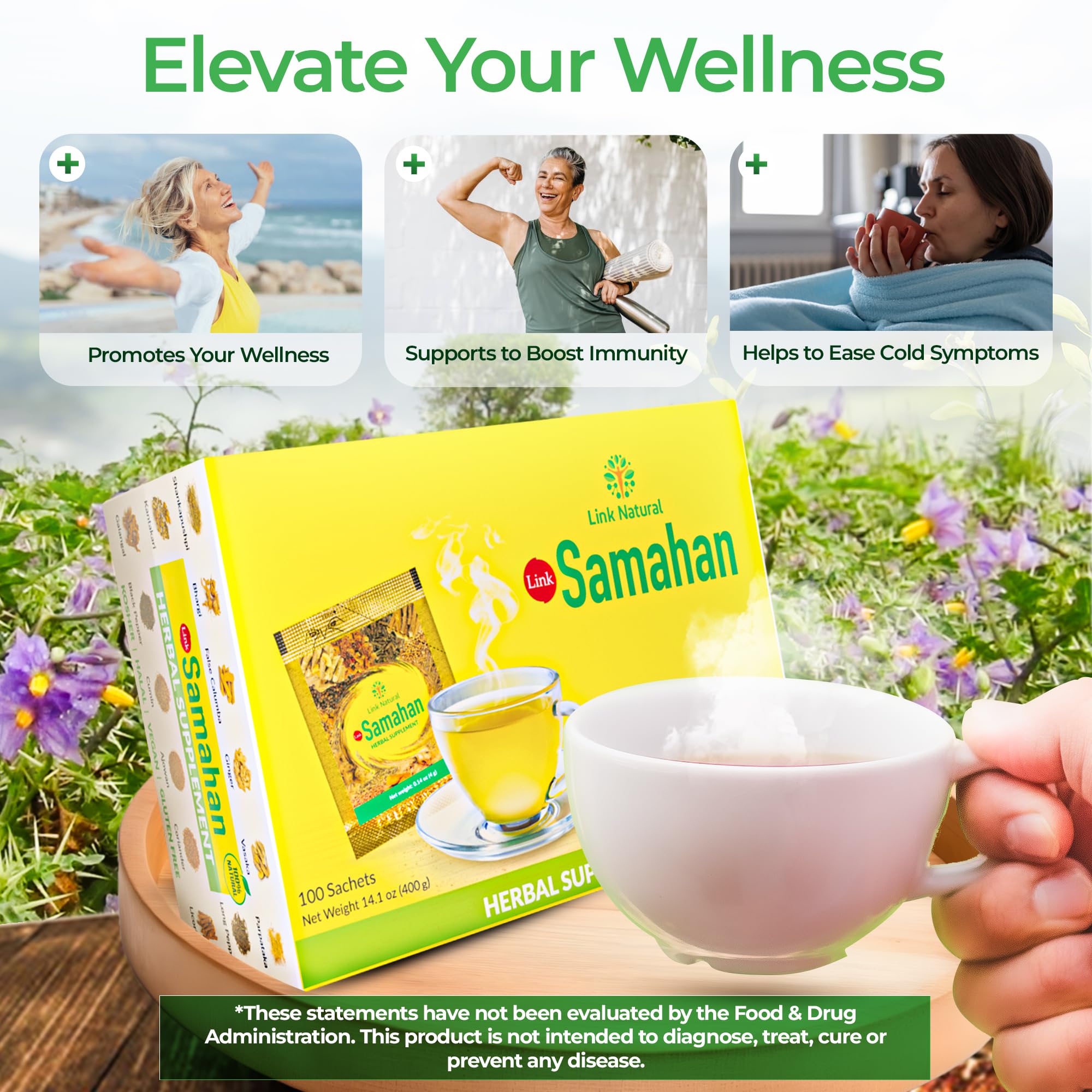 SAMAHAN Ayurvedic Herbal Tea Packets - Sri Lankan Ceylon Blend with 14 Natural Herbs Including Ginger, Black Pepper & More, Herbal Tea Bags