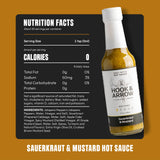 Hook & Arrow Sauerkraut & Mustard Hot Sauce - Low Sugar Mild Spicy Sauce with Brown Mustard, Gluten-Free, Vegan, Paleo (5 fl oz, 30 Servings)