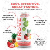 FrUve Super Water | Pineapple Strawberry Flavor | 12 16oz Cans | Healthy Drink | Zero Sugar | Low Calorie Drink | Powerful Antioxidants | Boosts