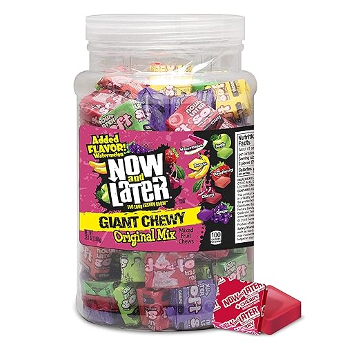 Now and Later Giant Chewy Original Mix Candy, Mixed Fruit Chew Candy, 38 Ounce Tub
