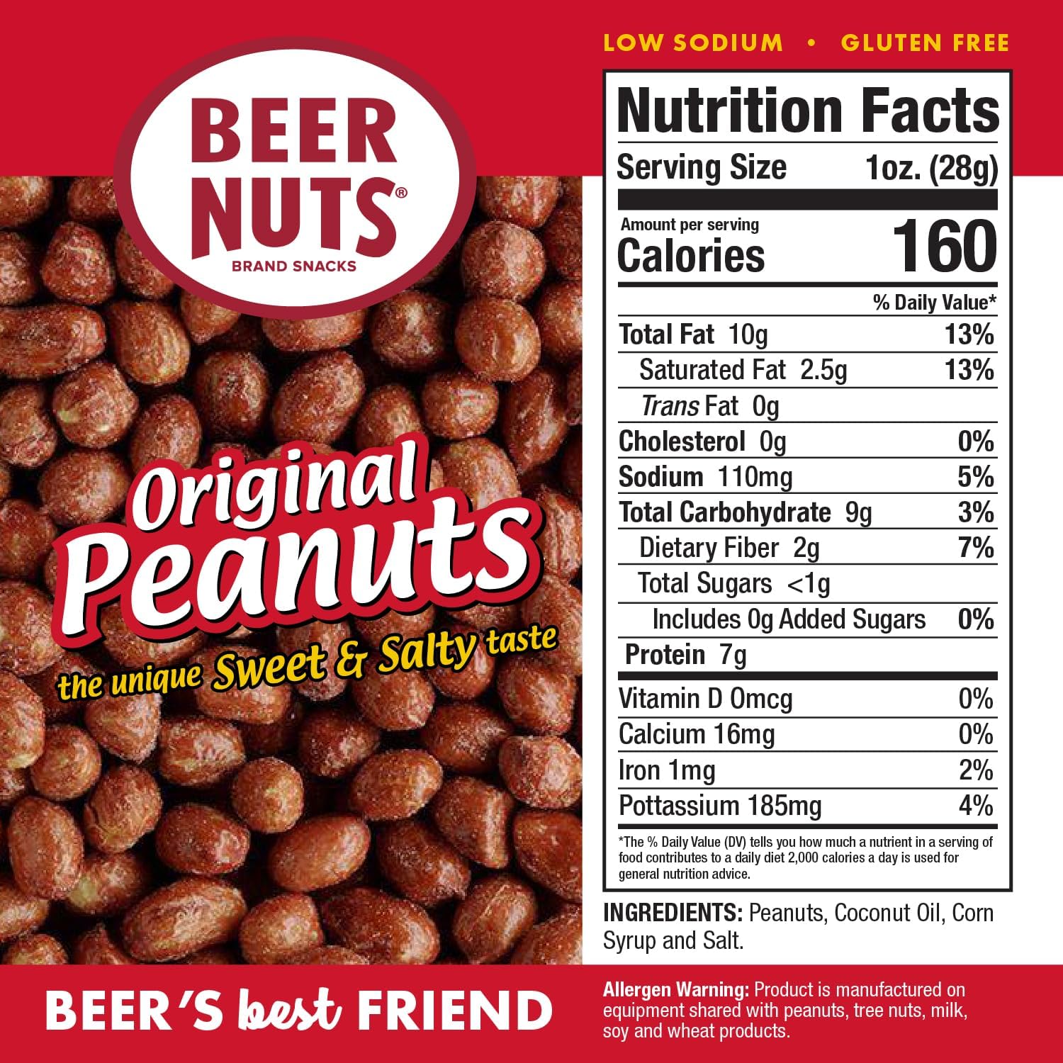BEER NUTS The Nuts Nutstack Trio - Original Peanuts, Cashews and Mixed Nuts - Travel Size Sweet & Salty Bar Nuts - Gluten Free, Kosher, Low Sodium