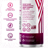 Yerbaé Energy Seltzer - Pomegranate Berry, No Sugar/Calories/Carbs. Energized by Yerba Mate, Naturally Caffeinated Plant-Based, Healthy Alternative