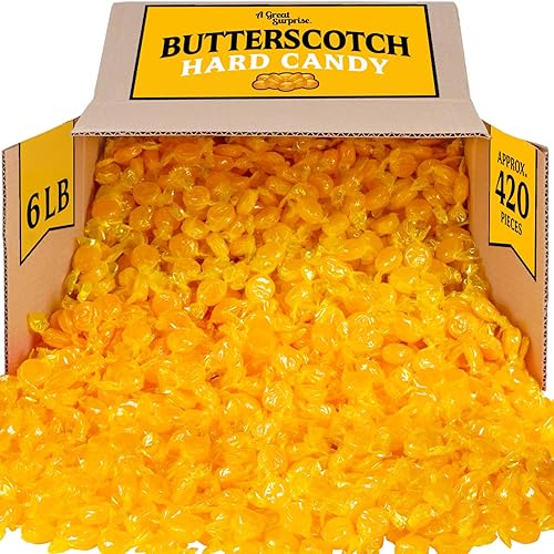 A Great Surprise Butterscotch Hard Candy - 6 Pounds - Individually Wrapped Butter Scotch Buttons Candies - Bulk Yellow Treats For Candy Buffet