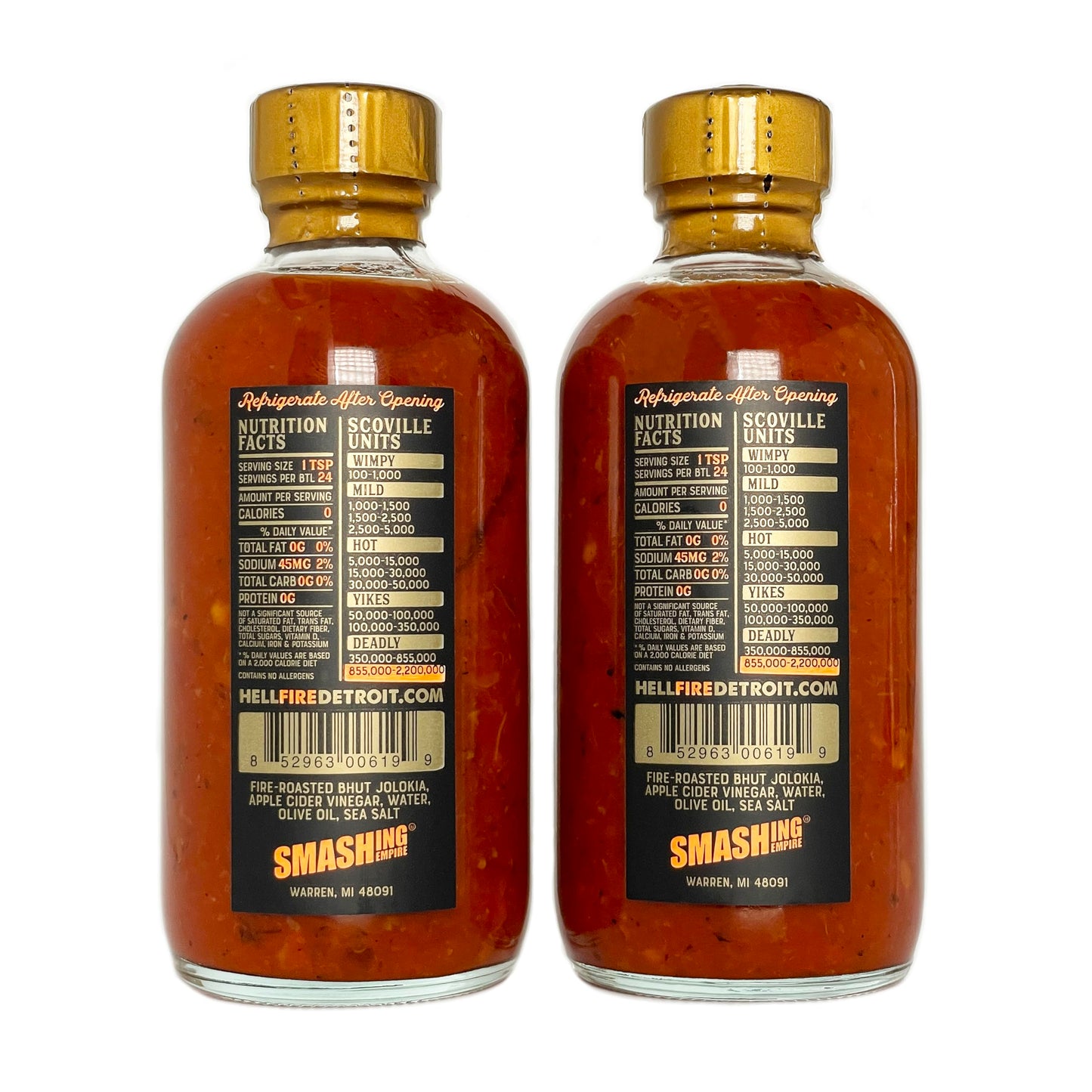 Hell Fire Detroit Bhut Jolokia (aka Ghost) Hot Sauce (Superhot), Limited Edition, Crafted with Fresh, Fire-Roasted Bhut Jolokia Chile Peppers