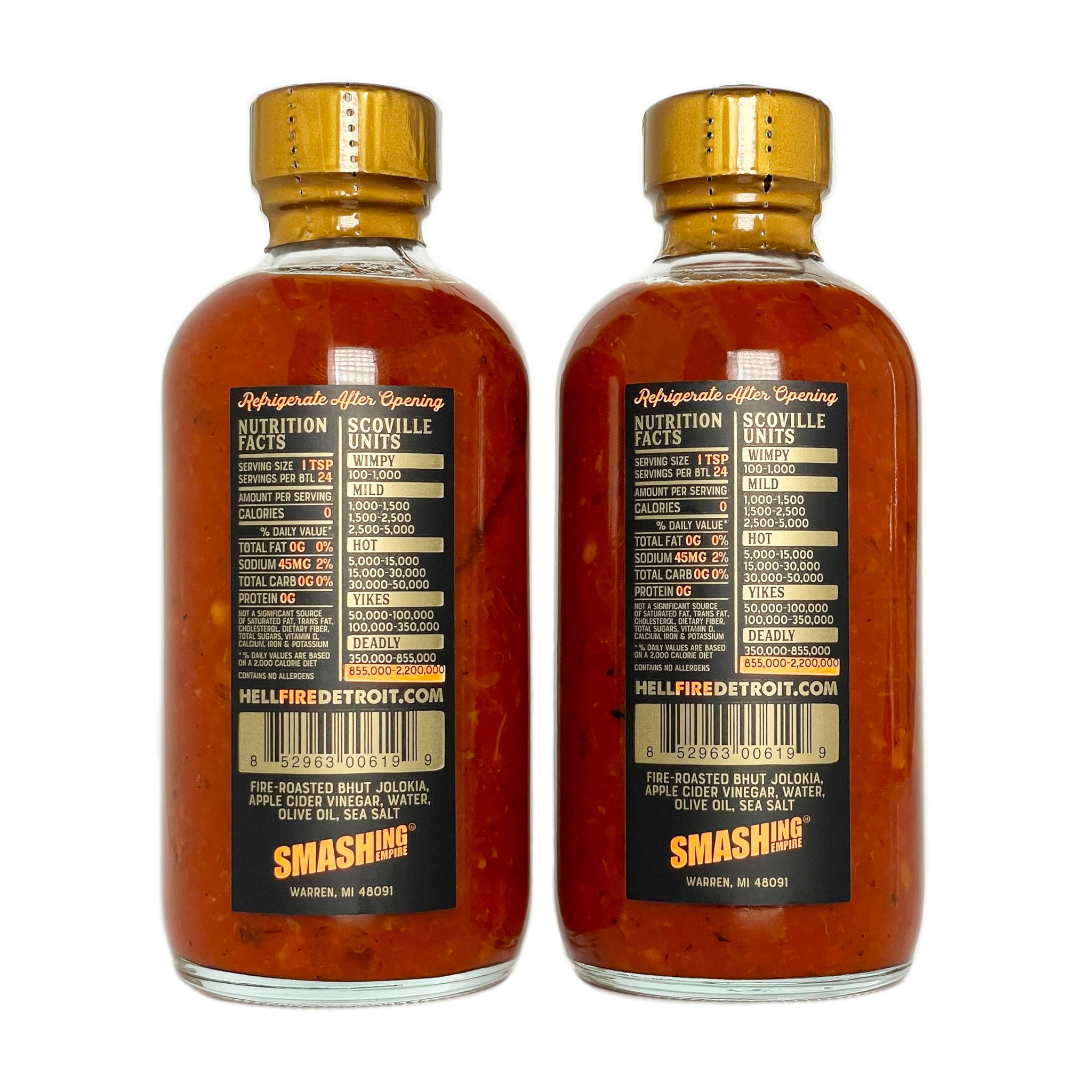 Hell Fire Detroit Bhut Jolokia (aka Ghost) Hot Sauce (Superhot), Limited Edition, Crafted with Fresh, Fire-Roasted Bhut Jolokia Chile Peppers