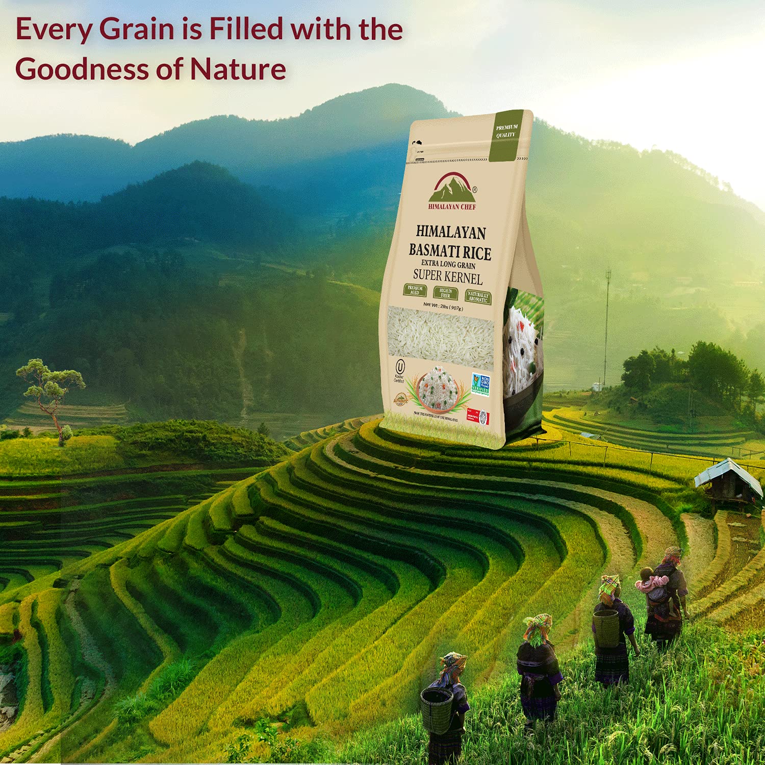 Himalayan Chef Basmati Rice,White Extra Long Grain Super Kernel-2lbs