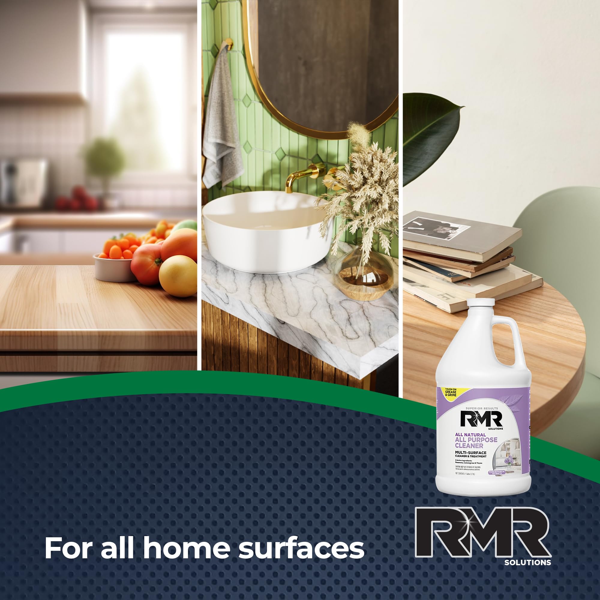RMR All Natural All-Purpose Cleaner - Non-Toxic, Rinse-Free Multipurpose Cleaning Supplies, Biodegradable 1 Gallon Bottle, Modern Botanical Scent