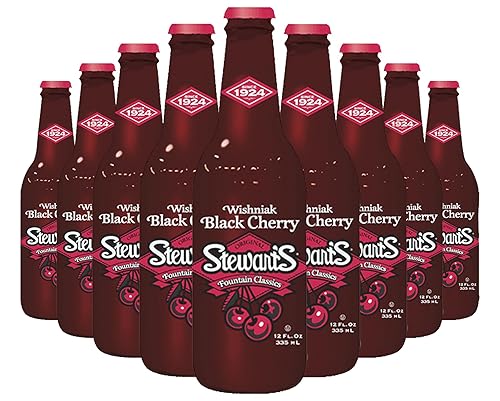 Stewart's Wishniak Black Cherry Soda, 12 fl oz (24 Glass Bottles)