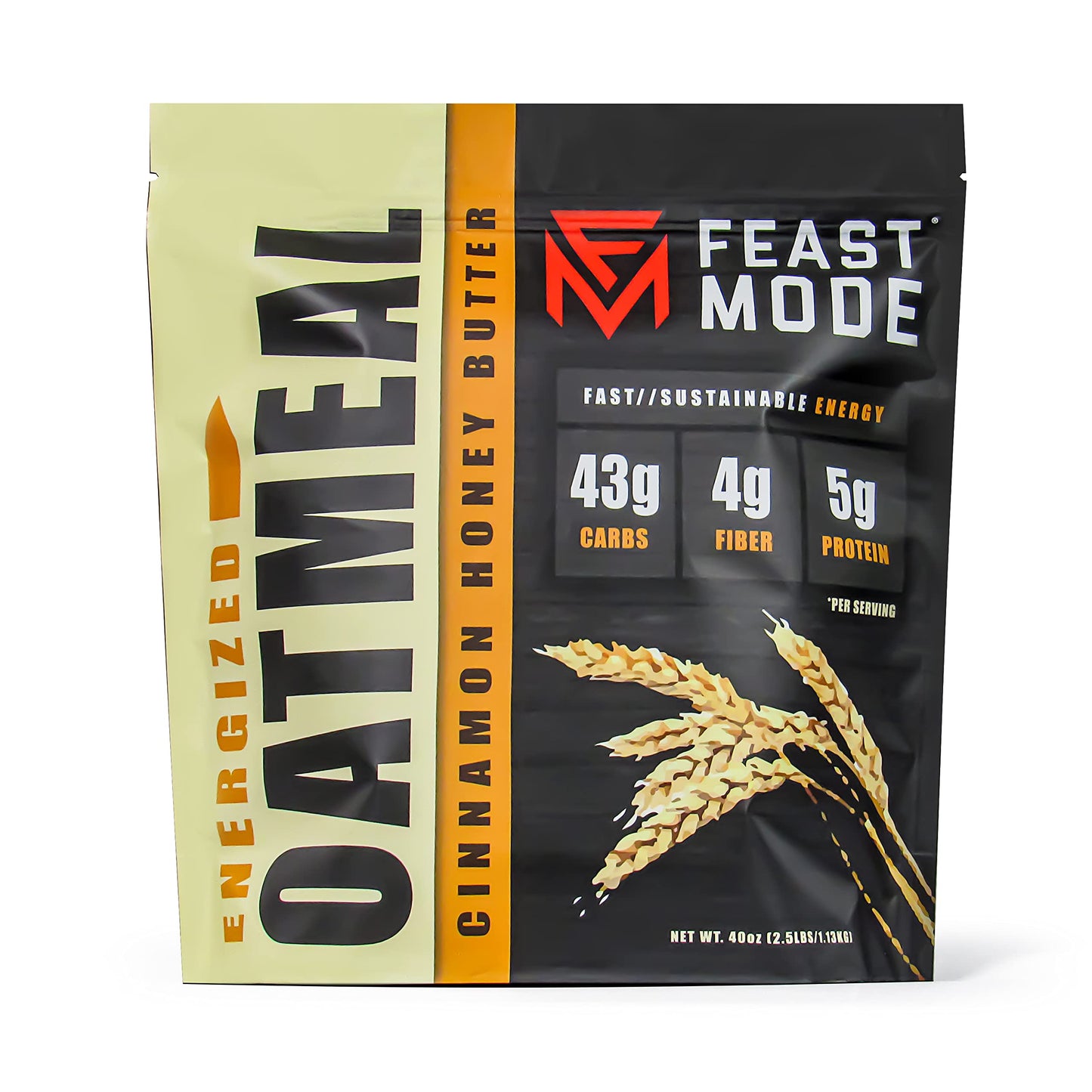 NEW! Energized Oatmeal Cinnamon Honey Butter - Feast Mode Flavors - 40 ounce, 2.5 pounds, 30 servings, breakfast healthy health antioxidants gluten