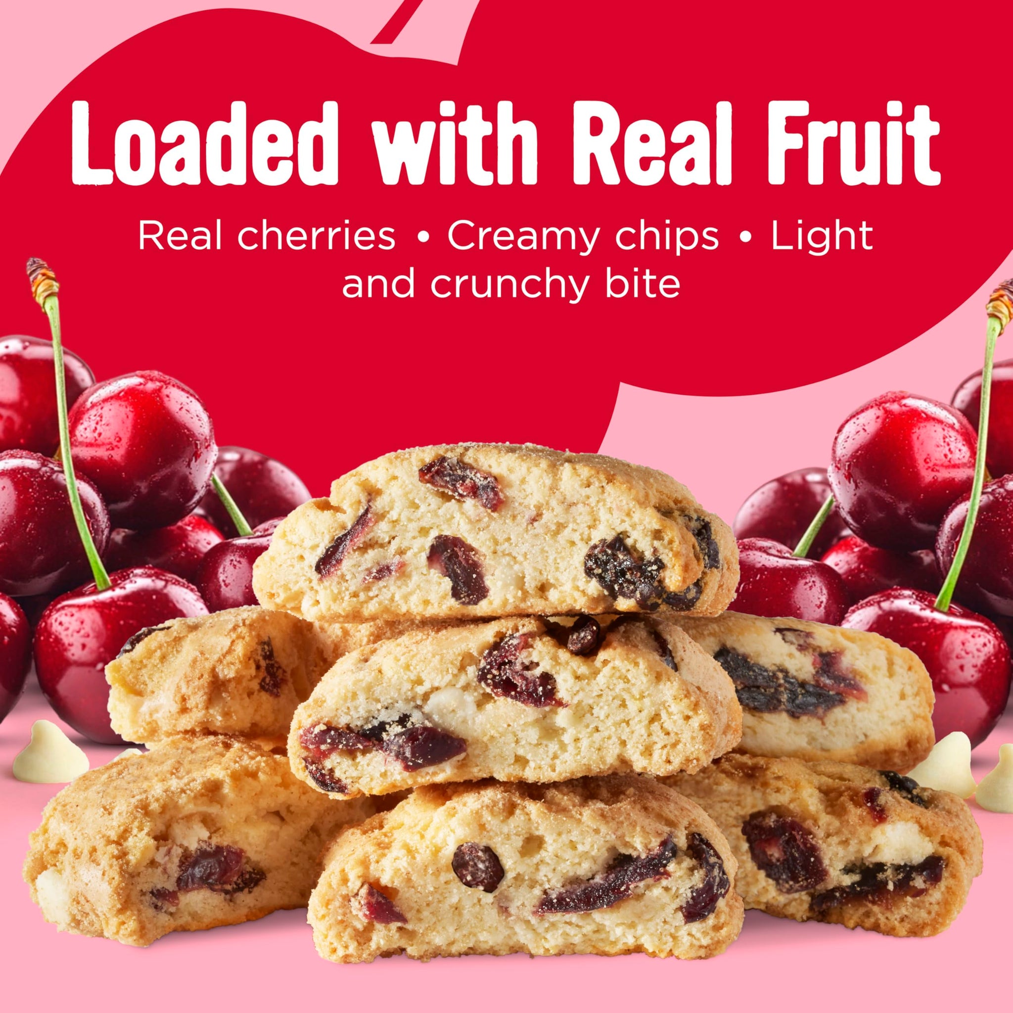 Cooper Street Twice-Baked Cherry White Chip Biscotti Cookies (16 oz) - Over 50 Biscotti Cookies per Bag Loaded with Real Fruit, Traditional Italian