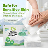 Ohm Earth’s Wash Laundry Detergent Sheets Hypoallergenic & Dye-Free Liquidless Detergent, Fast Dissolving Concentrated Strips Ideal for Sensitive