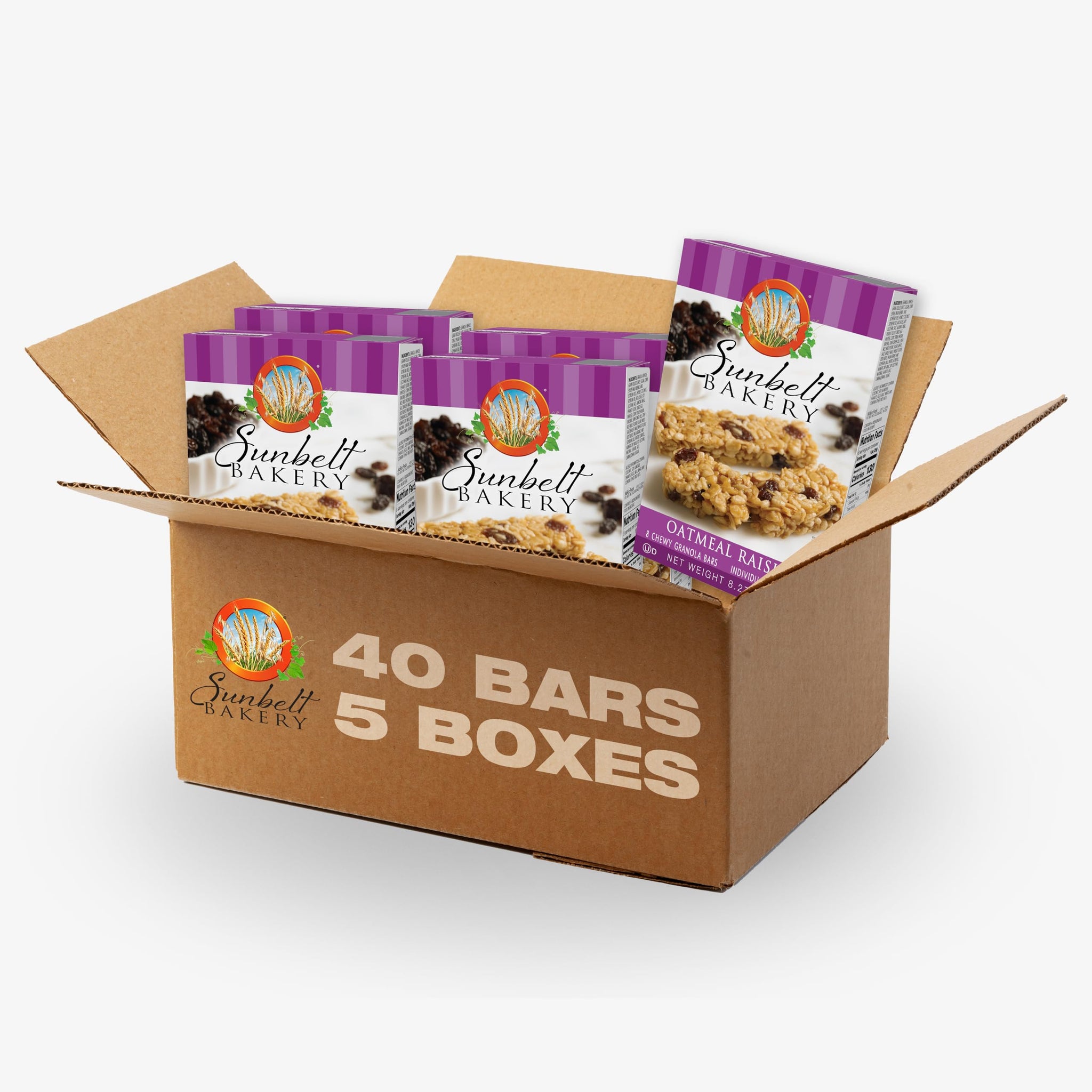 Sunbelt Bakery Oatmeal Raisin Chewy Granola Bars, 40-1.0 OZ Bars (5 Boxes)