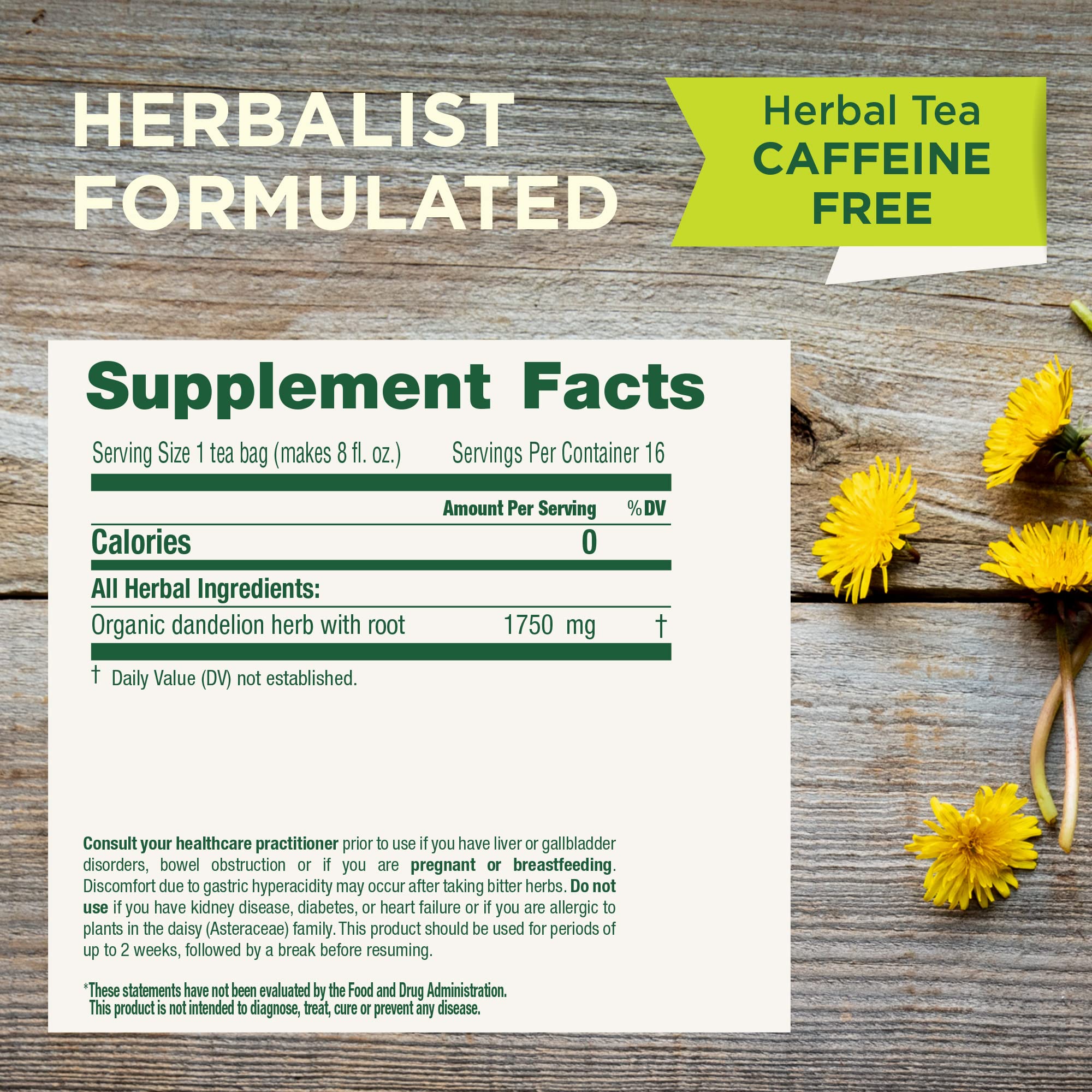 Traditional Medicinals Organic, Dandelion Leaf & Root - Dandelion Root Tea, Supports Normal Detox + Digestion - Kosher, Non-GMO, Caffeine-Free