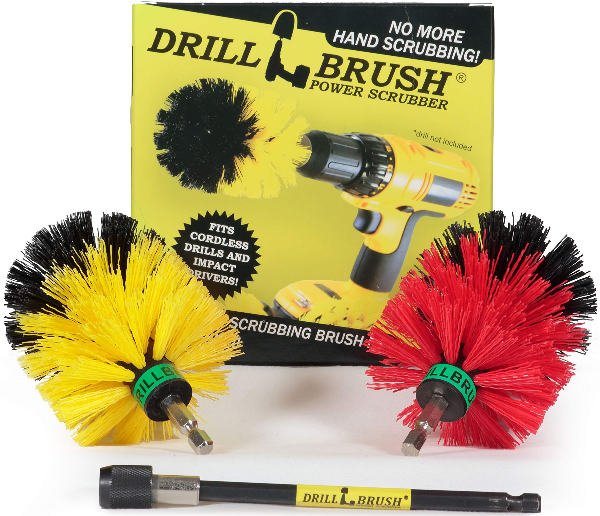 Mini Size Bathroom, Kitchen, and Garage Medium and Stiff Brushes with Extension