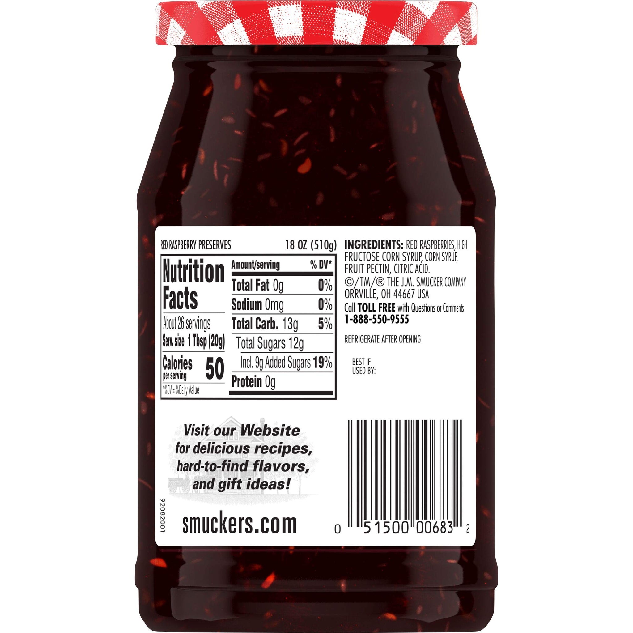 Smucker's Red Raspberry Preserves, 18 Ounces