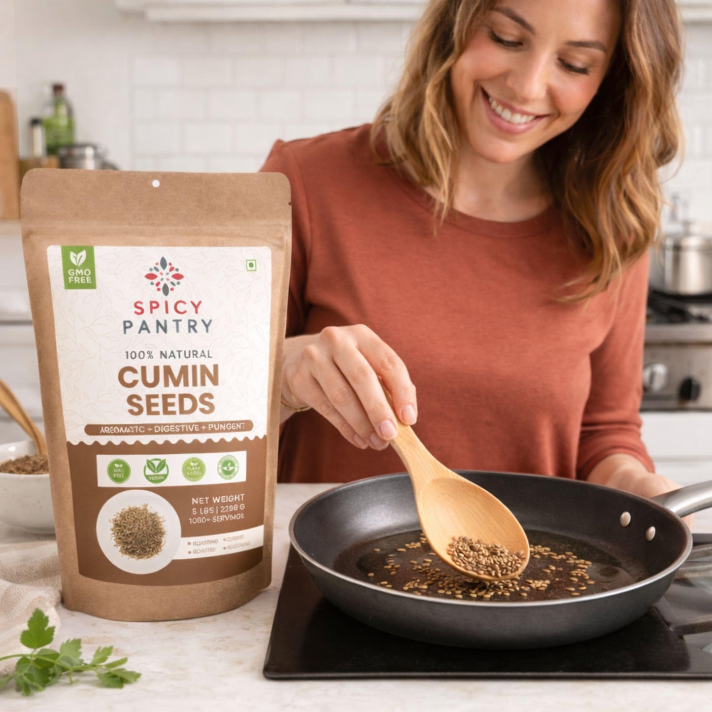 SPICY PANTRY Cumin Seeds 5 lbs - Whole Spice for Curries, Soups, Stews, Jeera Rice & Spice Blends - Non-GMO, Gluten Friendly, Warm & Earthy Aroma